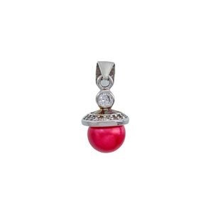 Estate Sterling Silver 925 Cubic Zirconia Pink Pearl Drop Pendant